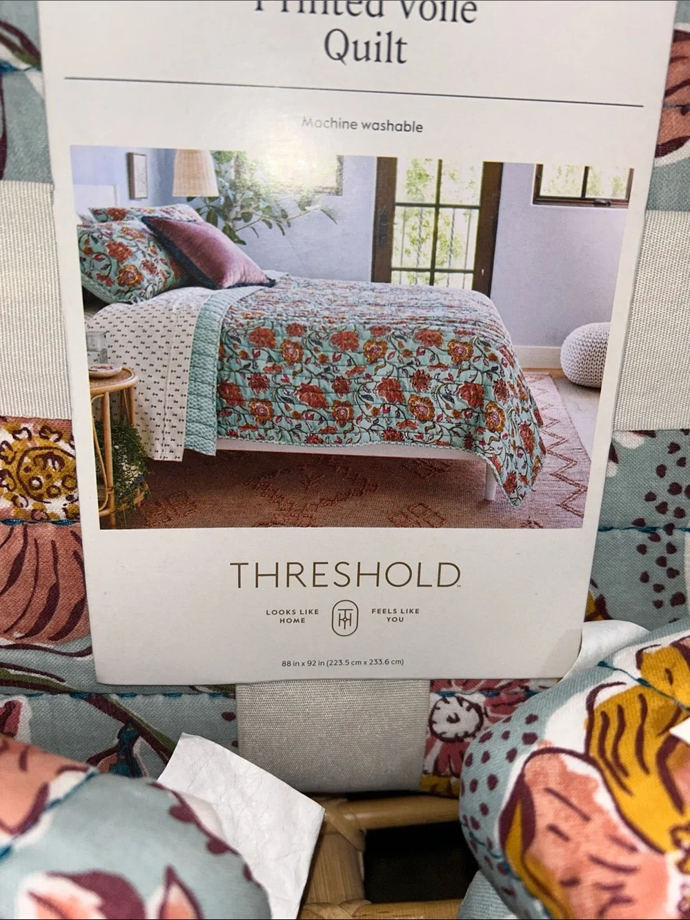 Threshold F/Q 3- Piece Quilt & Shams Set in Blue Floral Printed Viole